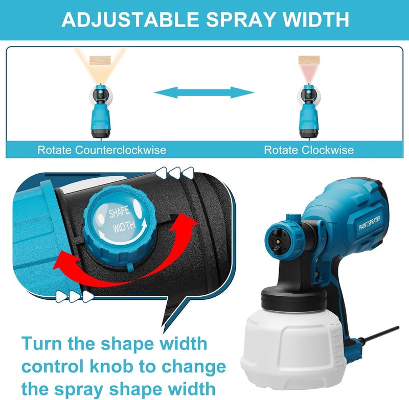 WIBENTL Paint Sprayer, 700W HVLP Spray Gun with 4 Brass Nozzles & 3 Patterns, Paint Gun with Adjustable Spray Width, Paint Sprayers for Home Furniture, Cabinets, DIY Works, Door, Garden Chairs etc. - Image 3